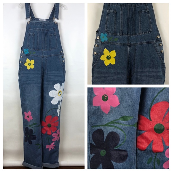 floral denim jumpsuit